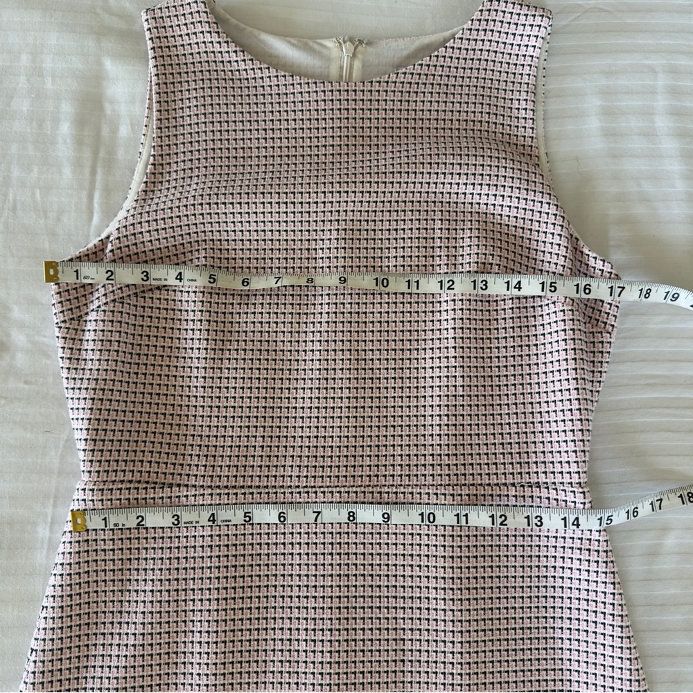 LOFT Dress Sleeveless Dress Fringe Hem Woven Pink Black Size 6 - Picture 11 of 14